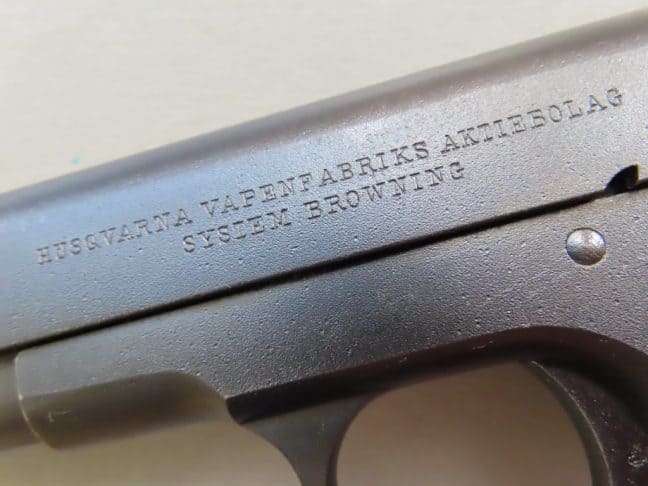 9mm Browning Long Husqvarna Model 1907 Military Pistol